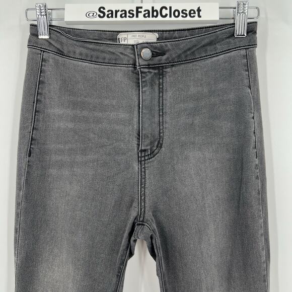 Free People Just Float On Super Flare Stretch Jeans Washed Black Women’s Size 26 - Picture 4 of 12
